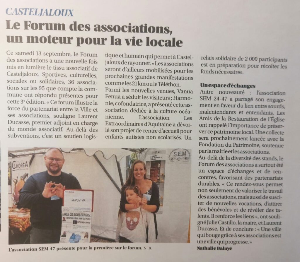 Article Sud-Ouest du16/09/2025